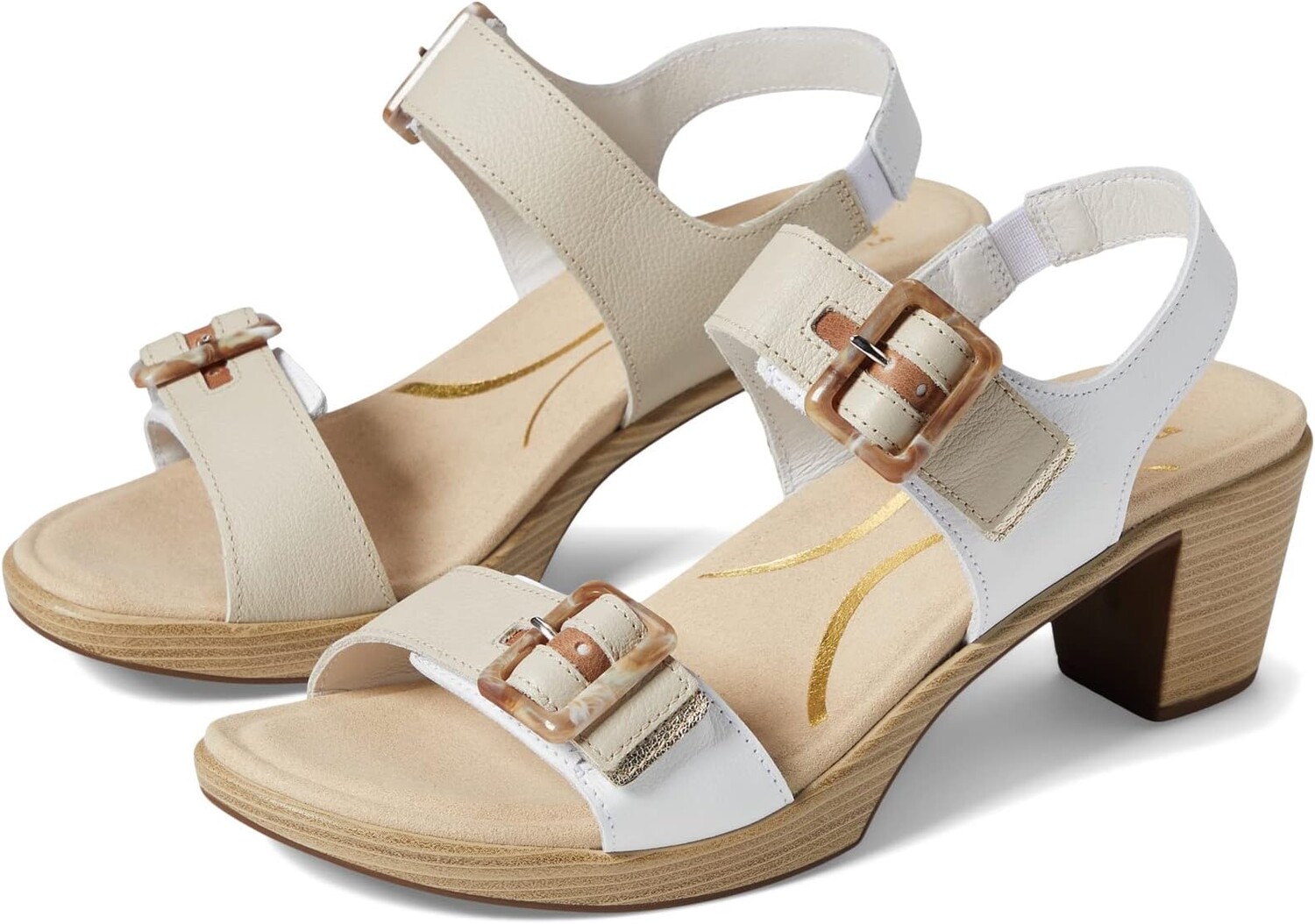 Босоножки Mode Naot, цвет White/Ivory/Latte/Radiant Gold Leather Combination
