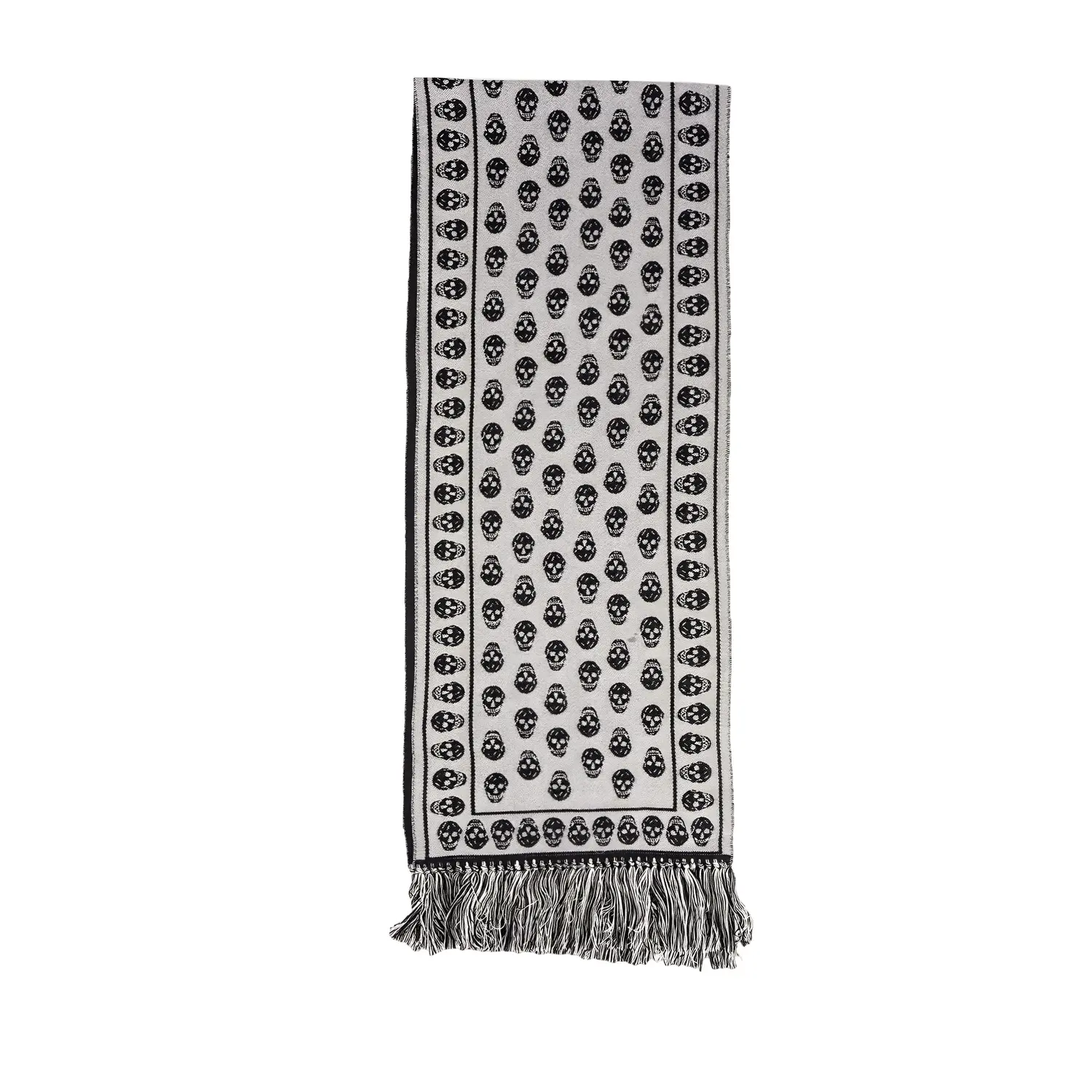 

Alexander McQueen Вязаный шарф мужской, Black White Skull