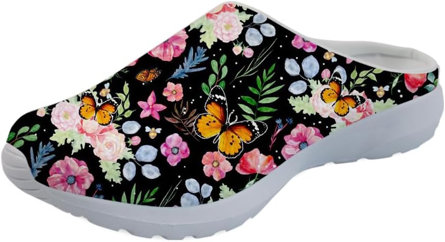 

Садовые сабо Forchrinse с милым принтом лапок собак, нескользящие обувь для шеф-поваров, медсестер и врачей, сандалии для мужчин и женщин, Butterfly Flower