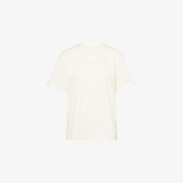 

Футболка из хлопкового джерси с вышитым логотипом методом флокирования Jw Anderson, белый