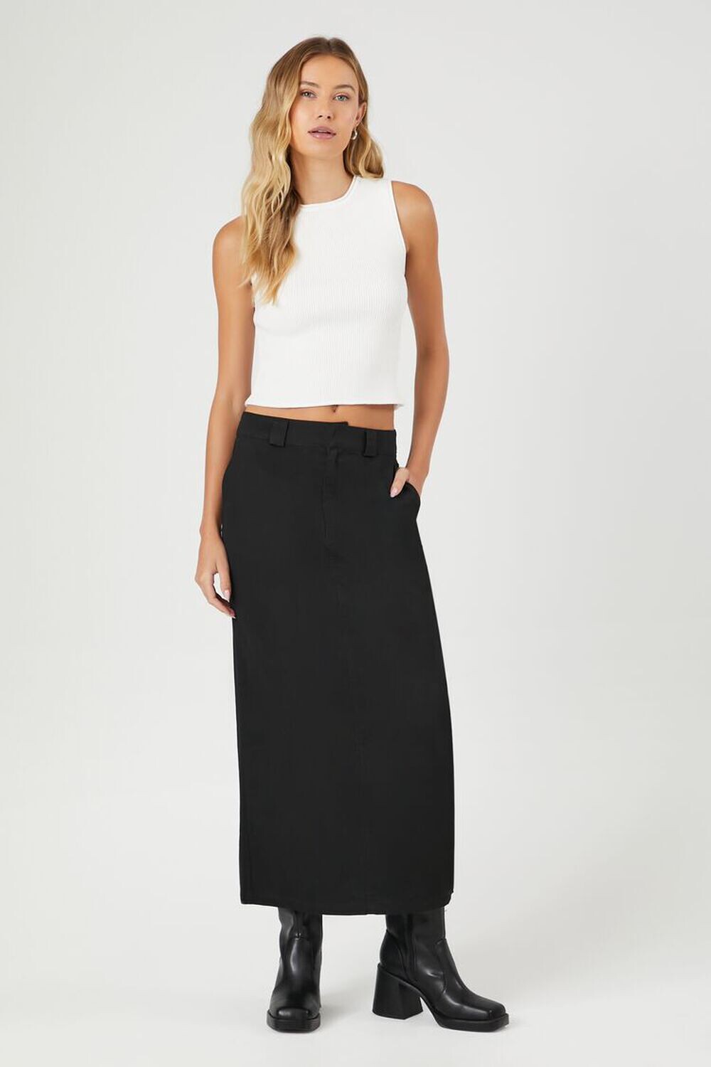 

Юбка макси из твила Forever 21, черный