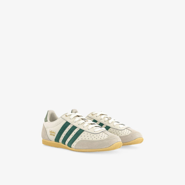 Кроссовки кожаные Adidas Japan, белый / зеленый — фото 3