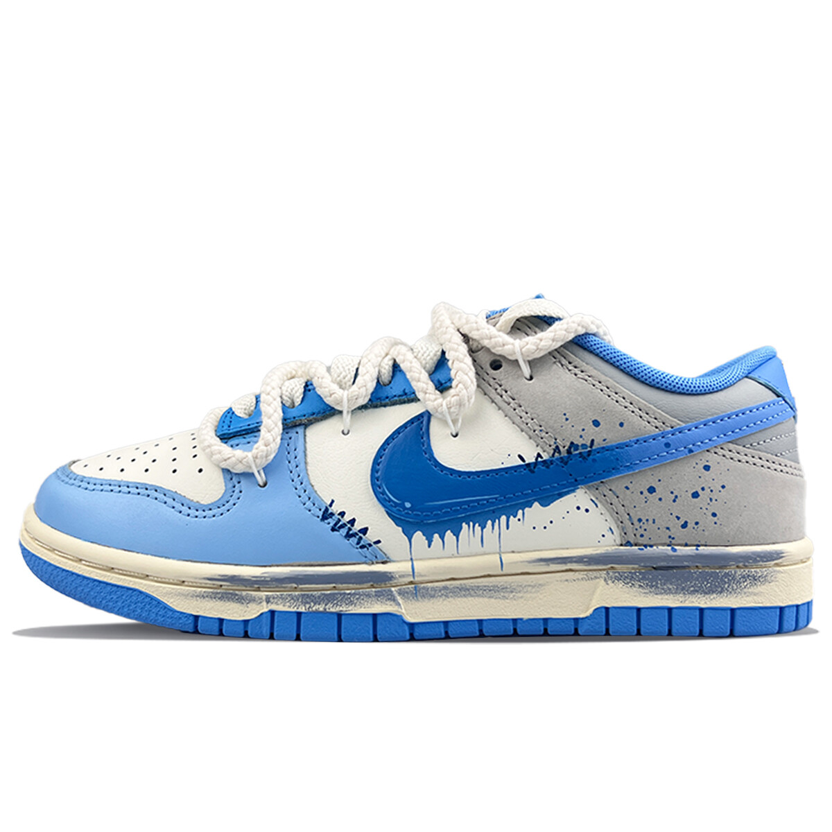 

Кроссовки Nike Dunk Skateboarding Shoes Unisex Low-top Gray/White/Blue, серый/белый/синий
