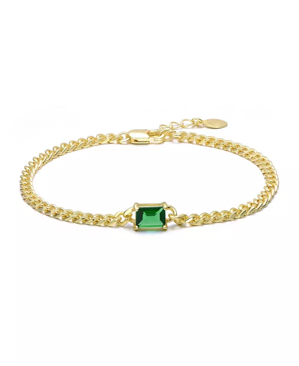 

Браслет-Цепочка с покрытием из 14-каратного золота и зелеными кубическими цирконами Rachel Glauber, green
