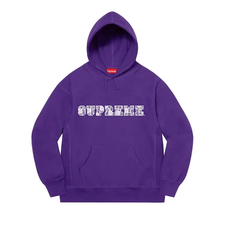 Толстовка Supreme с кружевным капюшоном, фиолетовая