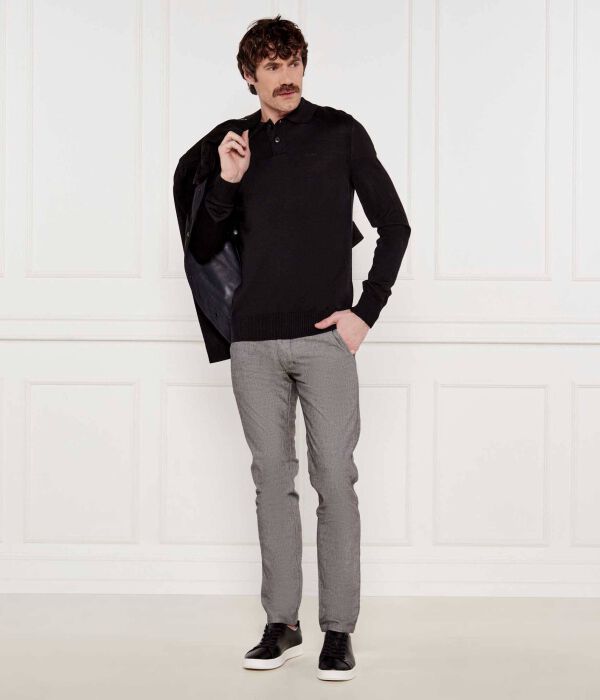 Шерстяная рубашка поло avac Slim fit Boss Orange, черный — фото 2
