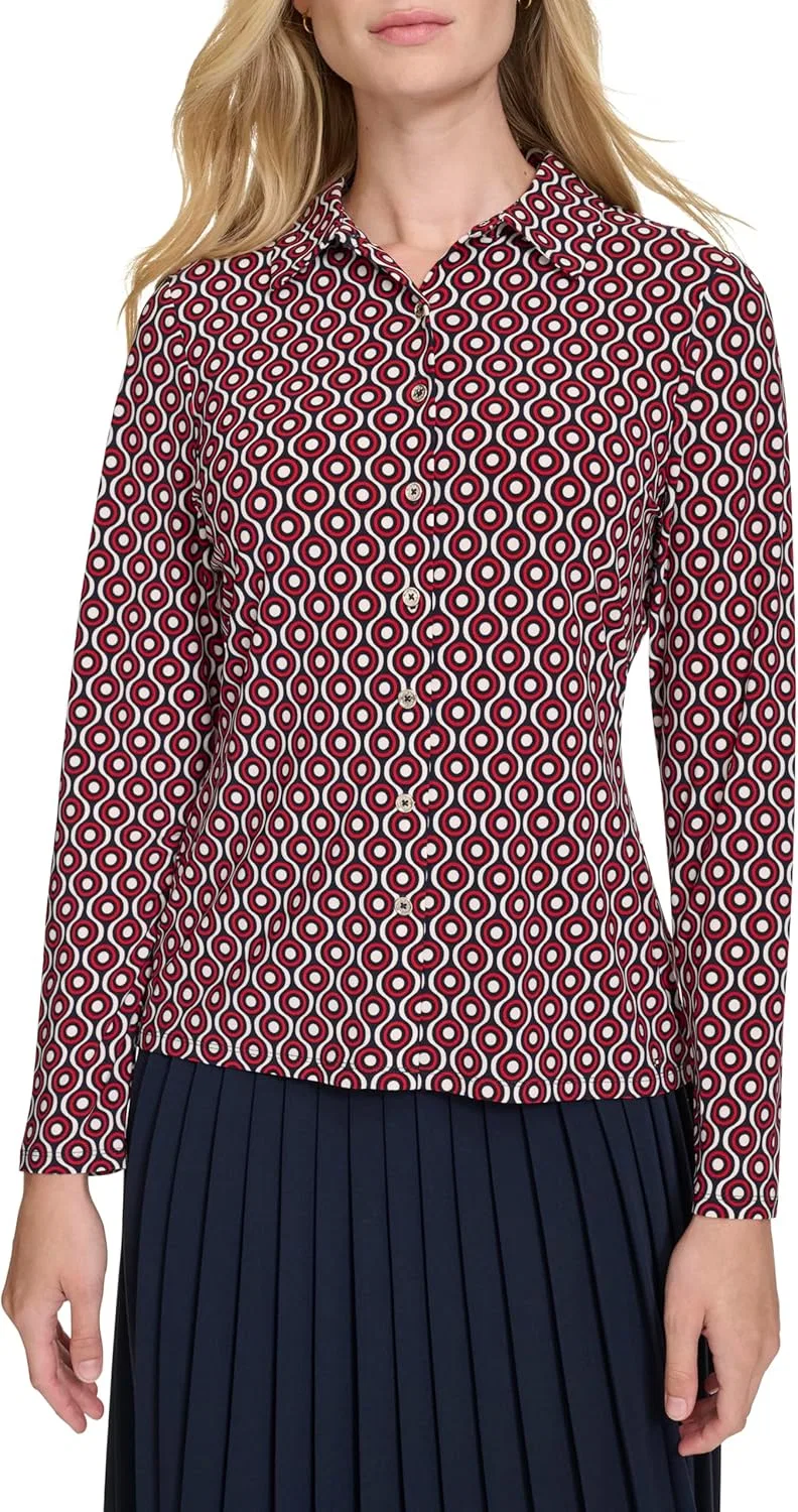 Блуза, длинный рукав, Soft Work Top, Tommy Hilfiger, midnight multi — фото 2