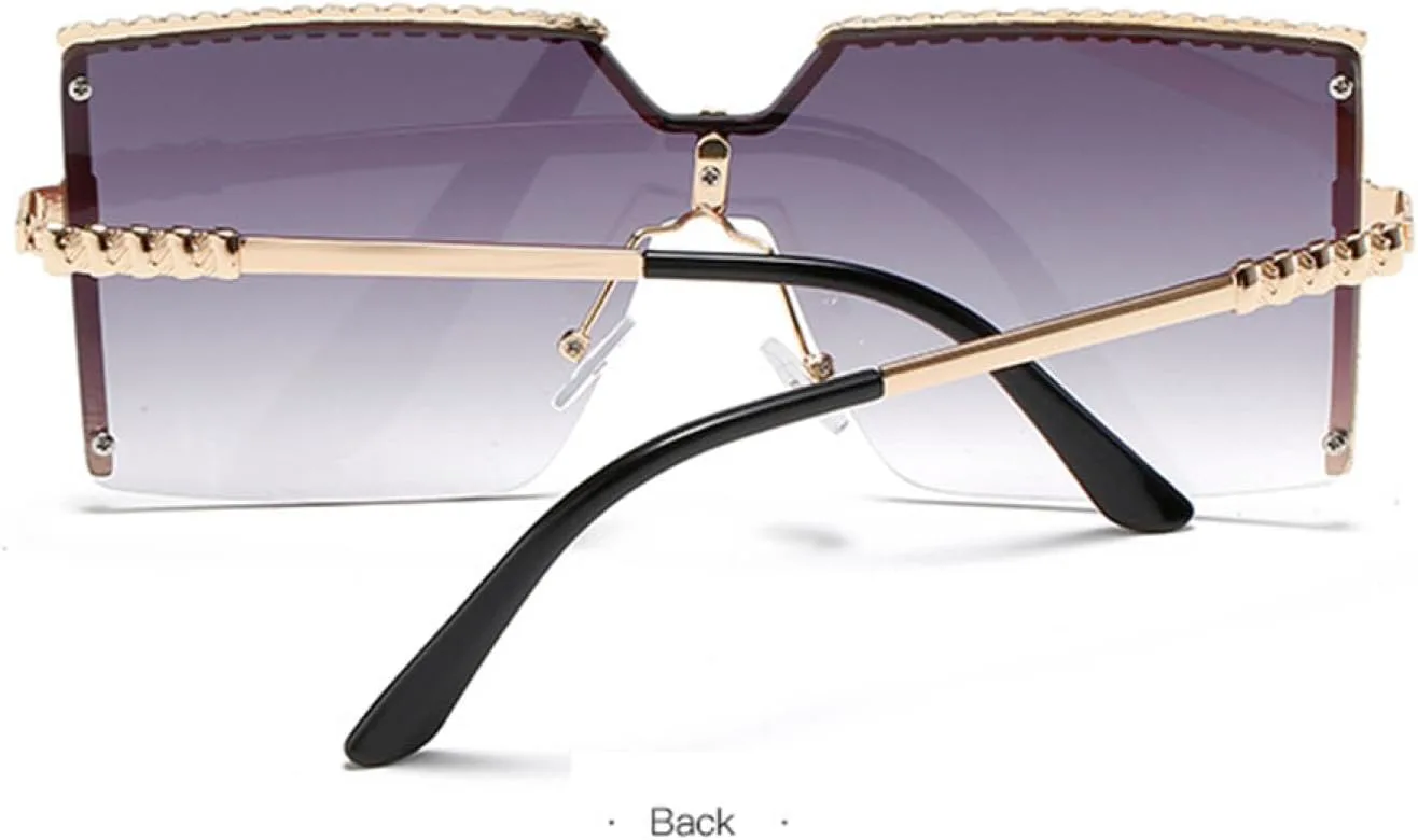 

Крупные солнцезащитные очки для женщин и мужчин, роскошные, в винтажном стиле, с оправой из сплава, защита от УФ-излучения UV400 TOIPASTN, Gold Gradient Pink