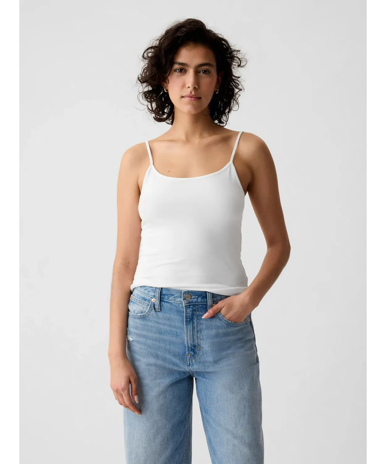 Женский топ-камисоль Gap из мягкого трикотажа, чёрный — фото 4