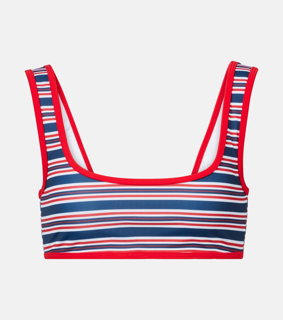 

Полосатый топ бикини со скругленными краями Jade Swim, Red/Navy Stripe
