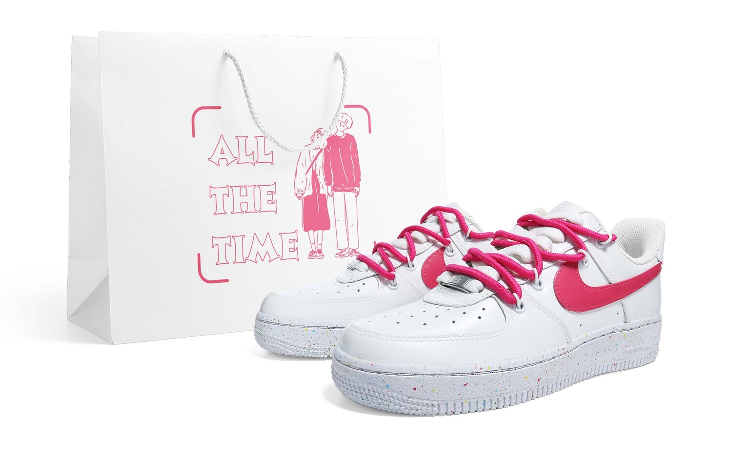 

Кроссовки Nike Air Force 1 Skateboard Shoes Women's Low-Top Pink/White, белый