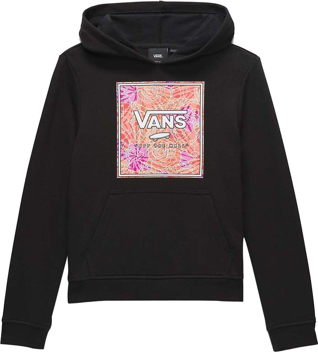 Худи Vans для девочек, черная хлопковая, с розовым камуфляжным рисунком, с карманом-кенгуру, GBO252 — фото 2