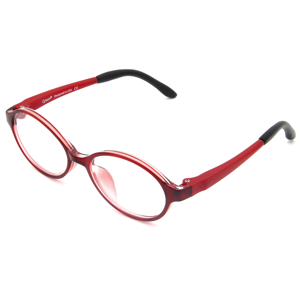 

CYXUS Овальная оправа для очков детская, Bright Red Frame Black Toe Cover T02
