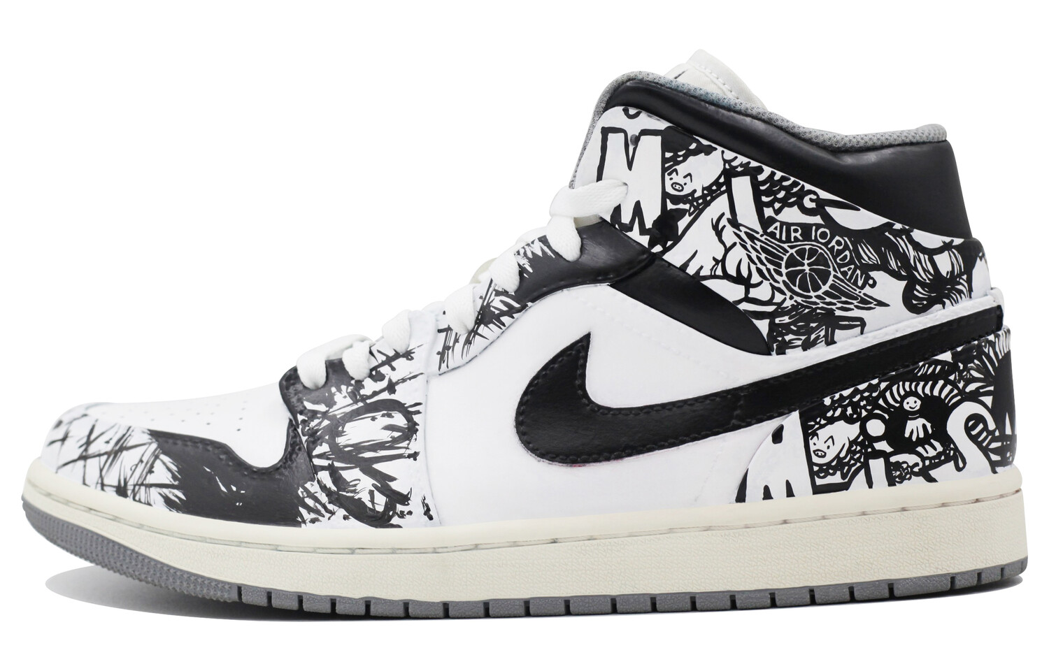 

Баскетбольные кроссовки Air 1 Vintage Men Mid-Top Black/White Jordan, Белый, Баскетбольные кроссовки Air 1 Vintage Men Mid-Top Black/White Jordan