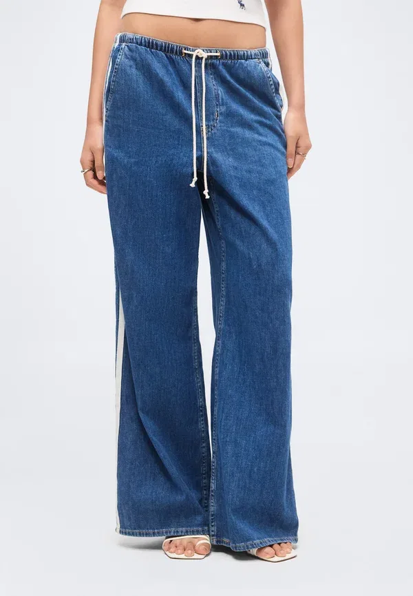 Джинсы Superlight side stripe wide leg Gap, medium wash, средняя стирка