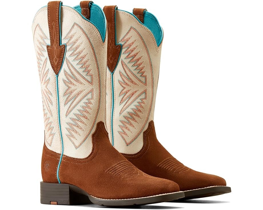 Сапоги женские Ariat Round Up Ruidoso ковбойские с вышивкой, коричневый/экрю