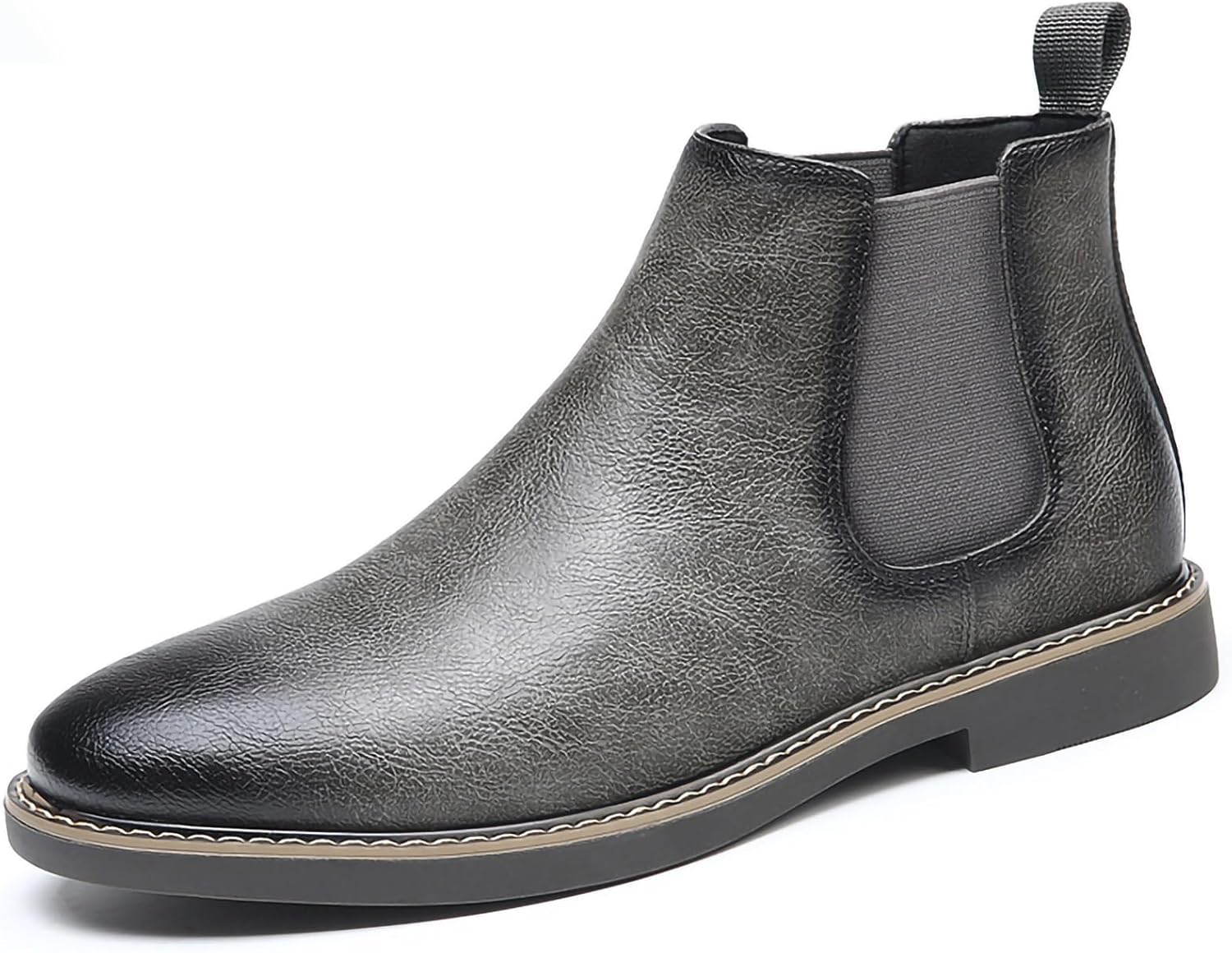 

Мужские ботинки челси, повседневные удобные ботинки без шнурков, классические ботильоны с круглым носком, из искусственной кожи, стильные высокие рабочие ботинки Generic, серый