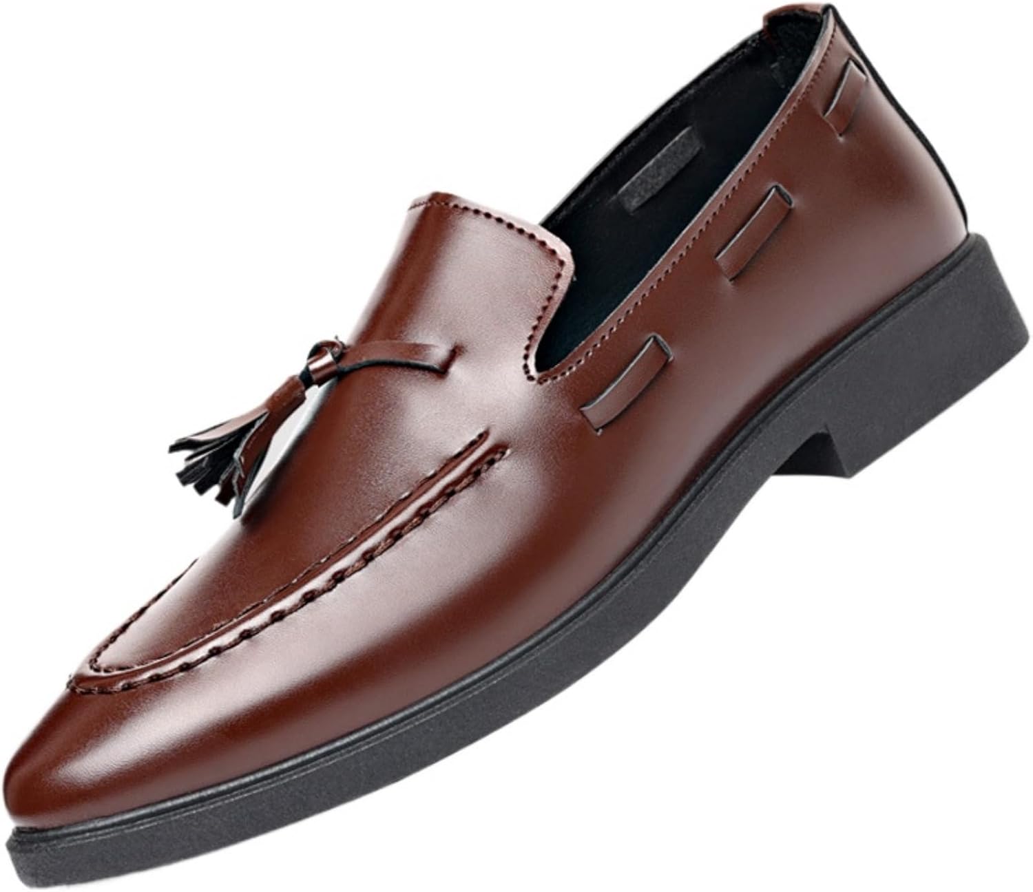 

Мужские ретро кожаные оксфорды, модные туфли с заостренным носком на шнуровке, деловые формальные туфли, лоферы с бахромой, повседневные противоскользящие деловые туфли, подходящие для свиданий и гала-вечеров Houdbdol, коричневый