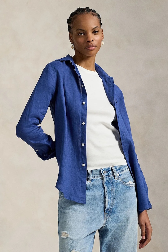 

Льняная рубашка Polo Ralph Lauren, синий