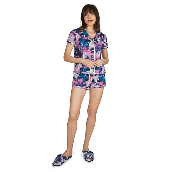 

Женский пижамный комплект с вырезом на воротнике и принтом тай-дай из хлопковой смеси Memoi