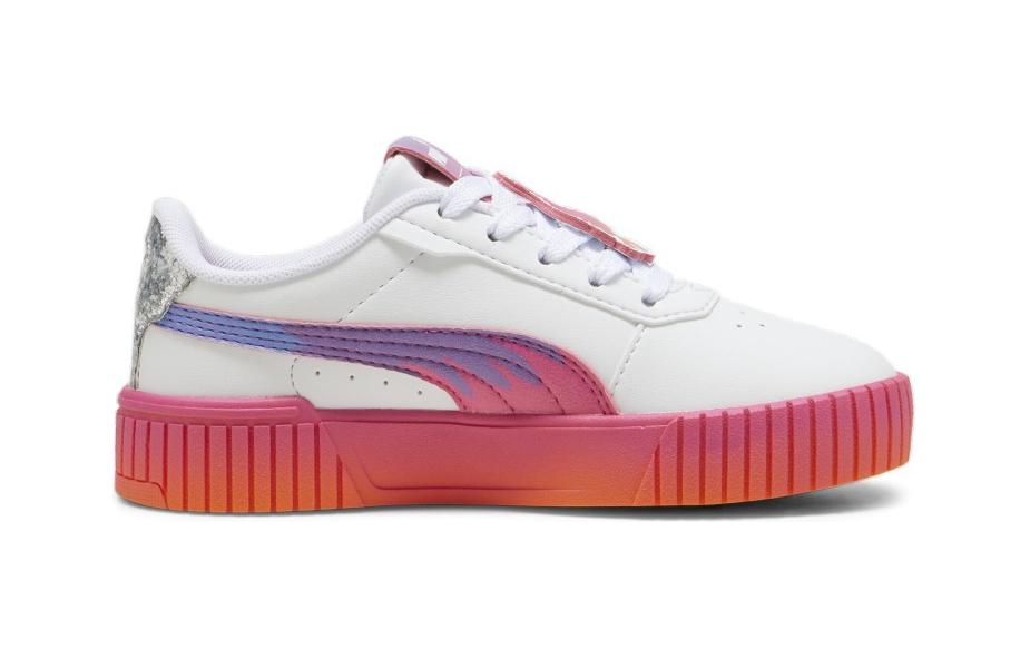 Carina 2.0 2.0 Trolls PS Low Top детские скейтборд кроссовки для детей 3-7 лет PUMA, белый/розовый — фото 3
