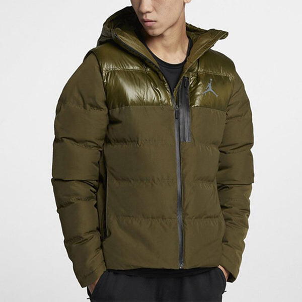 Пуховик Air Jordan Windproof Stay Warm Casual hooded down Jacket Green, зеленый — фото 3