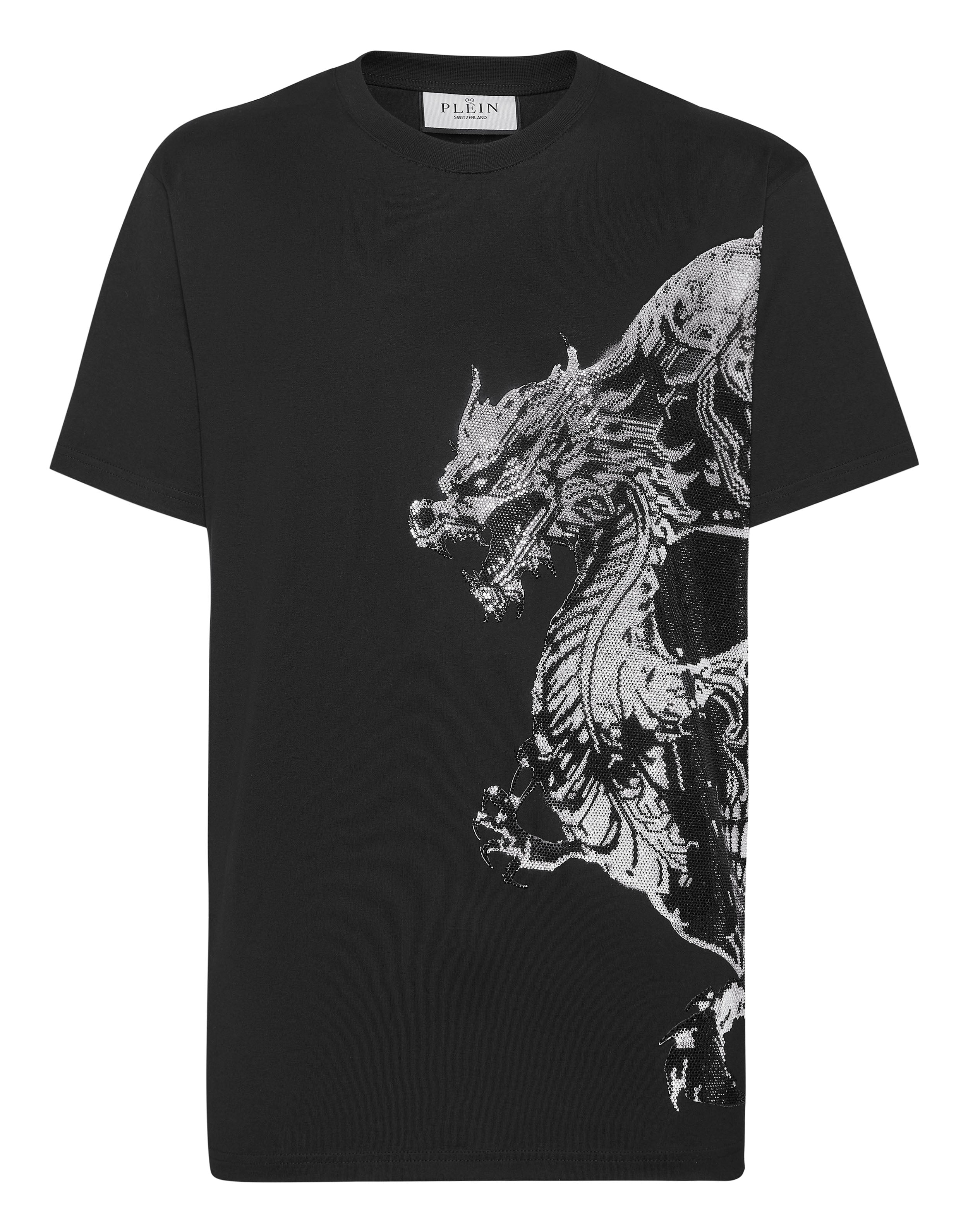 

Футболка с круглым вырезом SS Dragon Skull со стразами PHILIPP PLEIN, черный