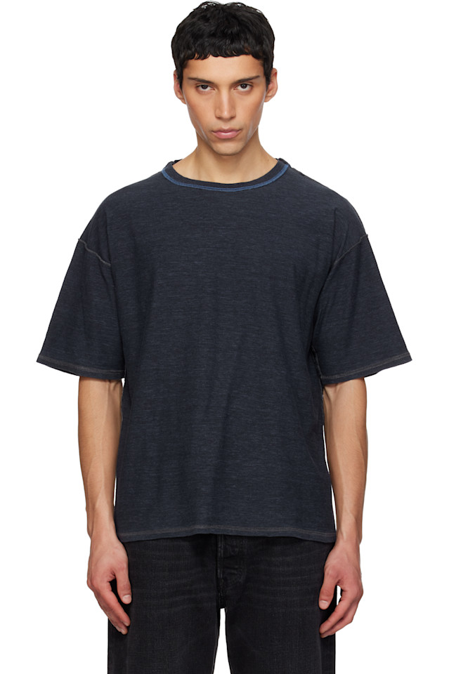 

Maison Margiela Футболка темно-синего цвета с открытым швом