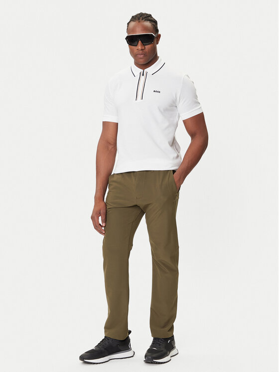 Брюки из ткани slim fit T_Commuter 50534303 Boss, зелёный — фото 2