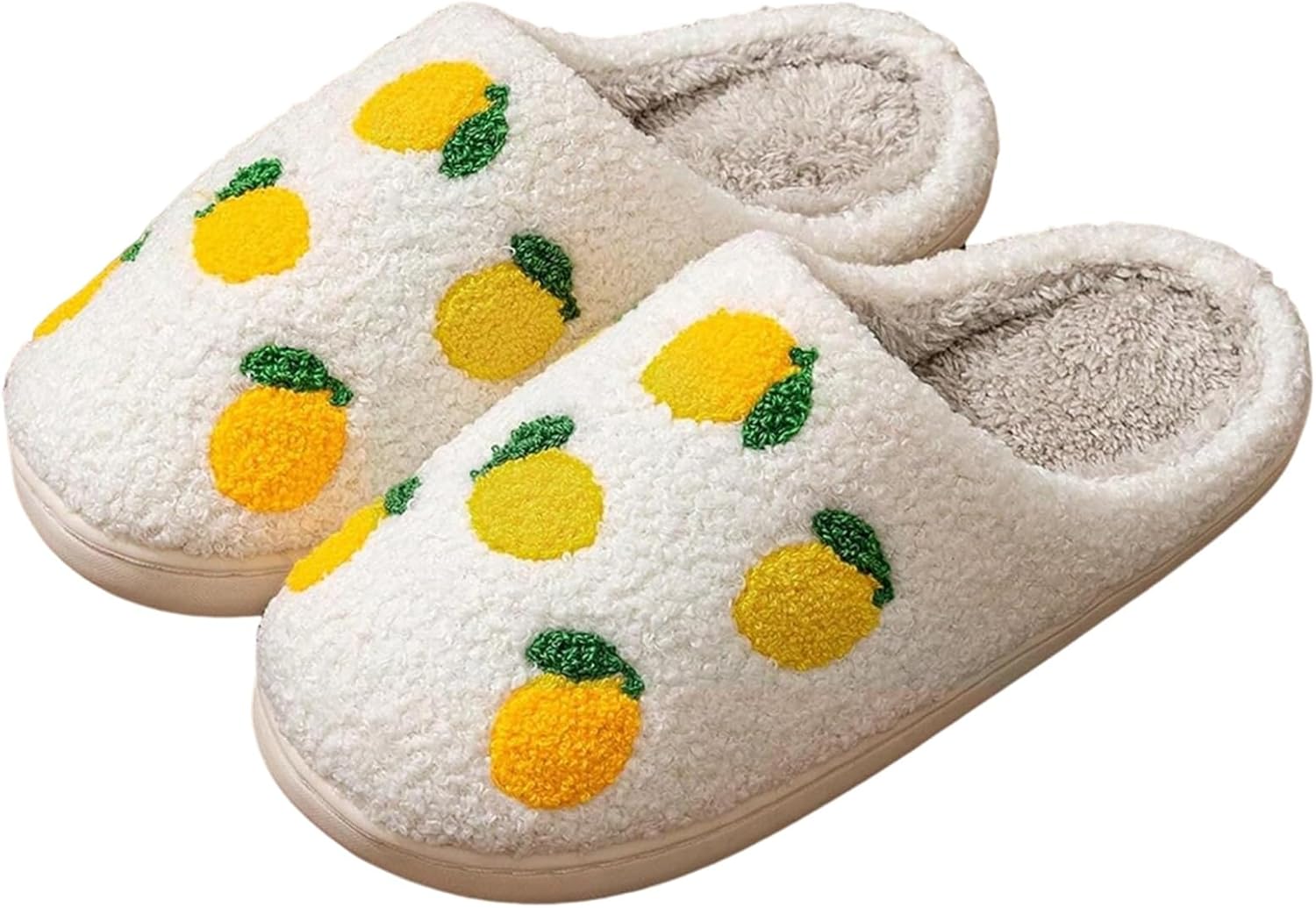 

Женские и мужские тапочки NMHOO с растительными, животными и фруктовыми принтами, ретро, уютные, пушистые, с вышивкой, с утепленной подошвой из памяти формы, для дома и улицы, Lemon