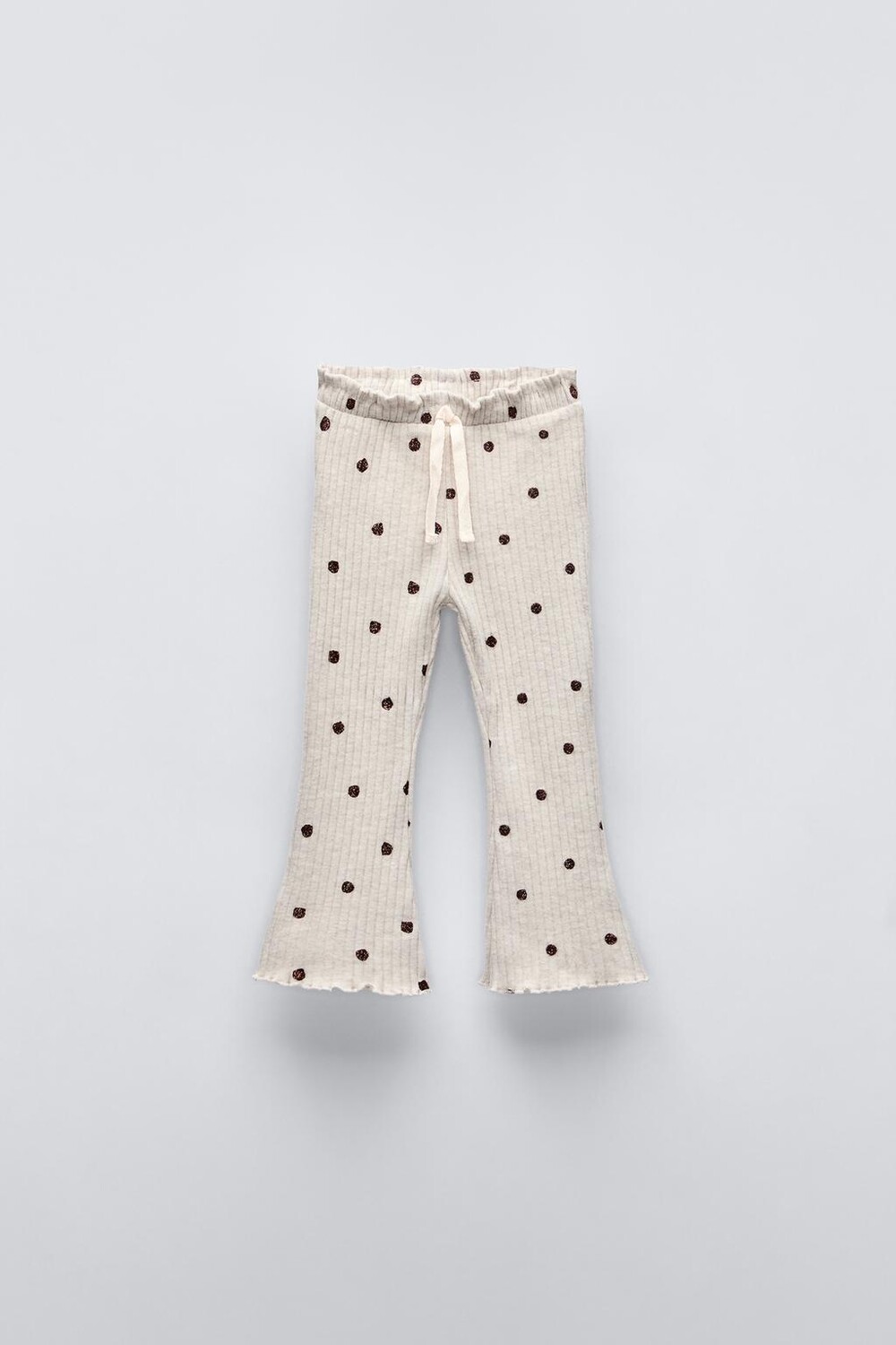 

Мягкие брюки-клёш в горошек ZARA, песочный