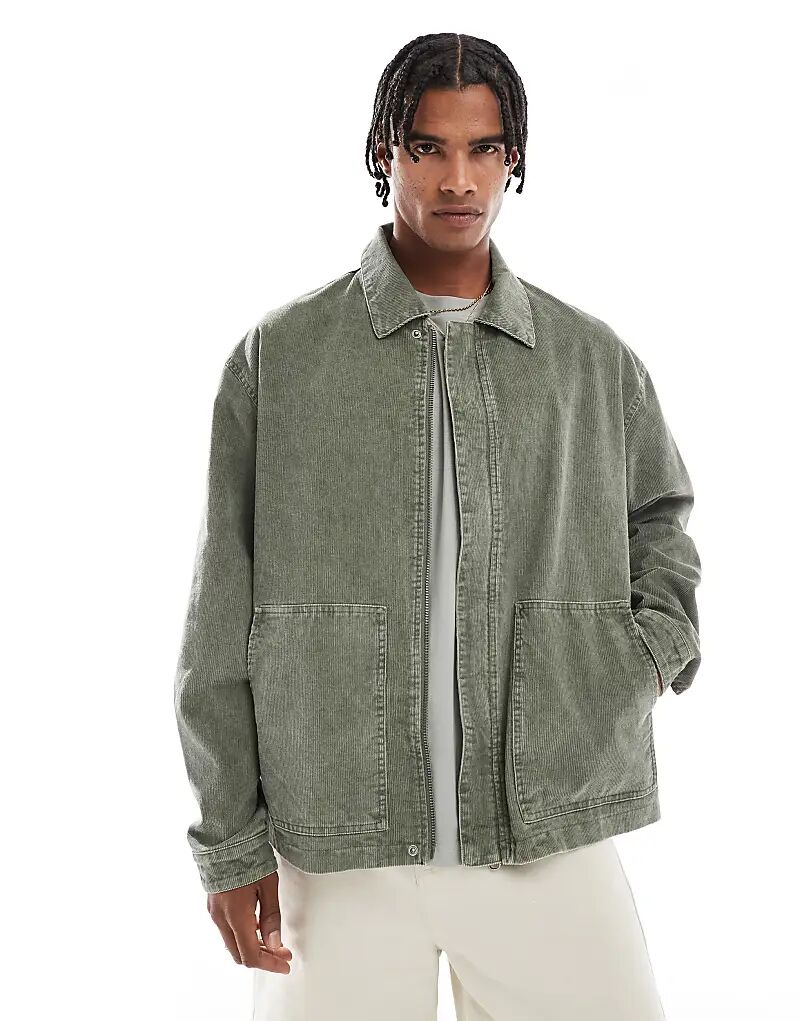 

Куртка Харрингтон ASOS DESIGN из стираного вельвета зеленого цвета, Зеленый, Куртка Харрингтон ASOS DESIGN из стираного вельвета зеленого цвета