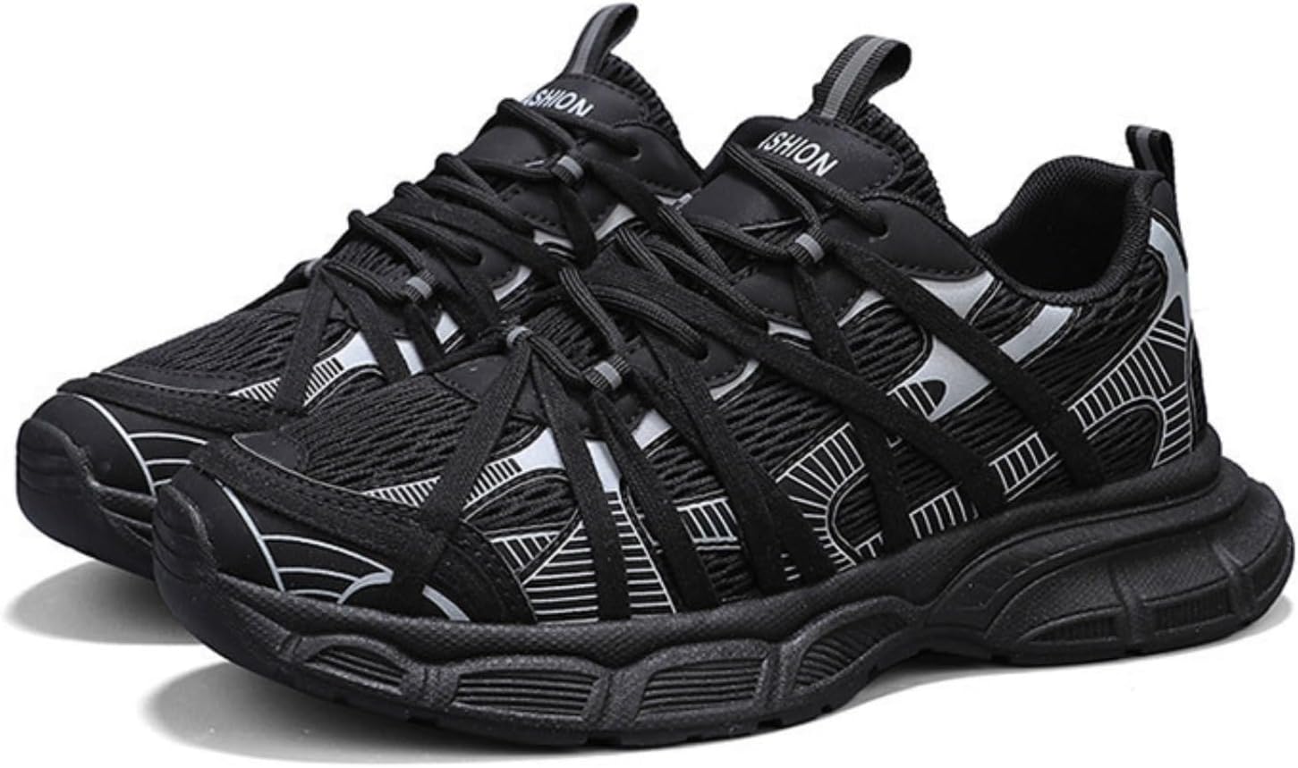 

Мужские повседневные кроссовки на платформе с сетчатыми вставками, дышащие шнурованные обувь для ходьбы, обеспечивающие комфорт и стиль каждый день Azttoztto, черный