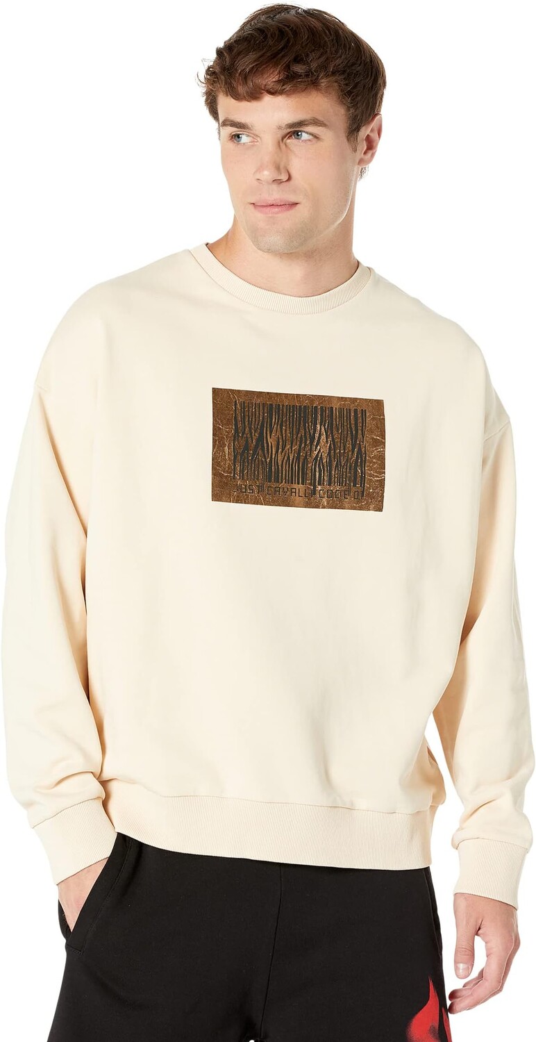 

Толстовка Just Cavalli Soho Crew Neck Sweatshirt with "Just Code"Foil Logo, слоновая кость