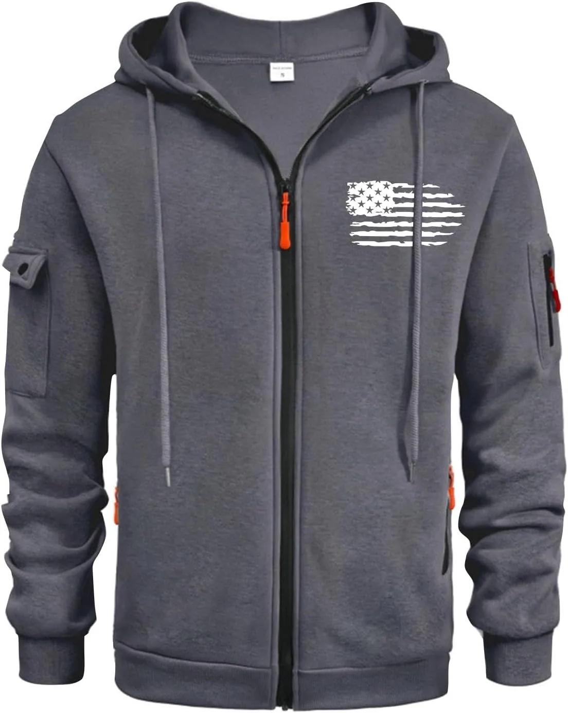 

Мужская толстовка с капюшоном на молнии и принтом American Flag, M-3XL