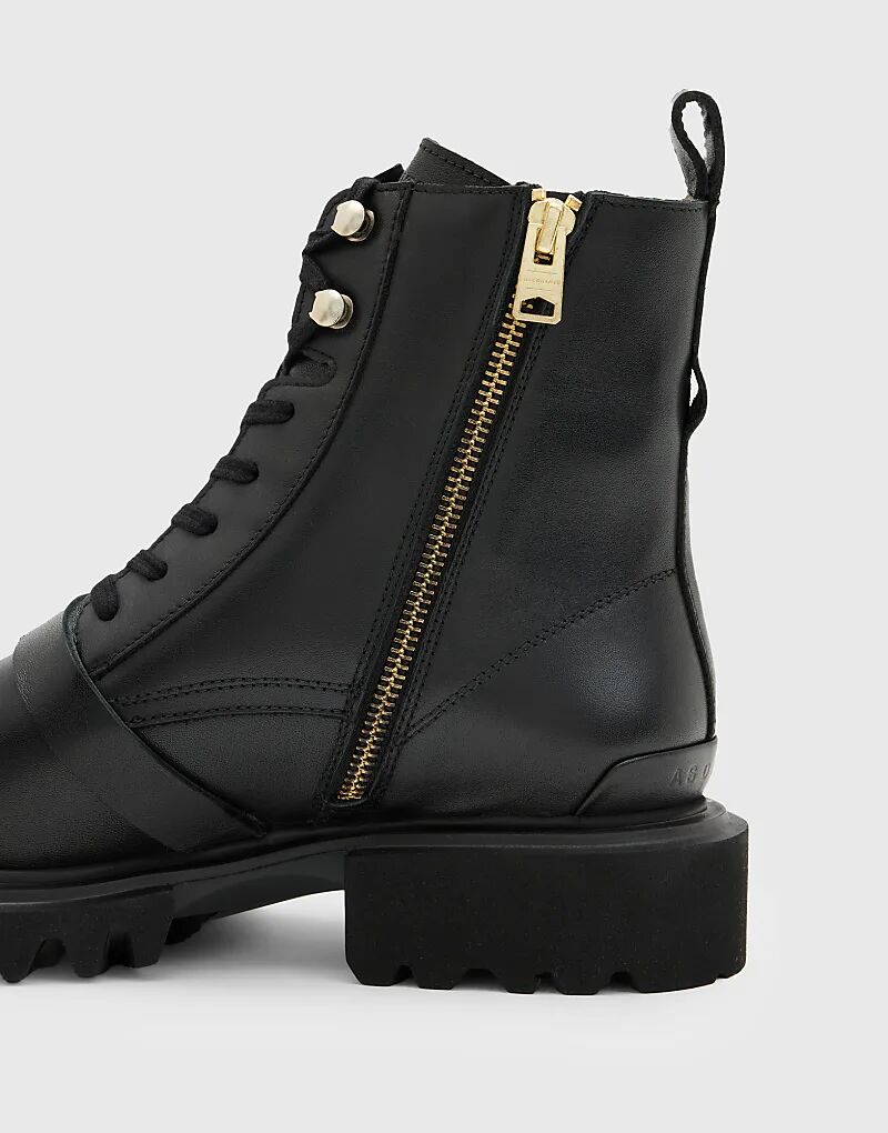 Ботинки AllSaints Tori из кожи на шнуровке черного цвета — фото 4