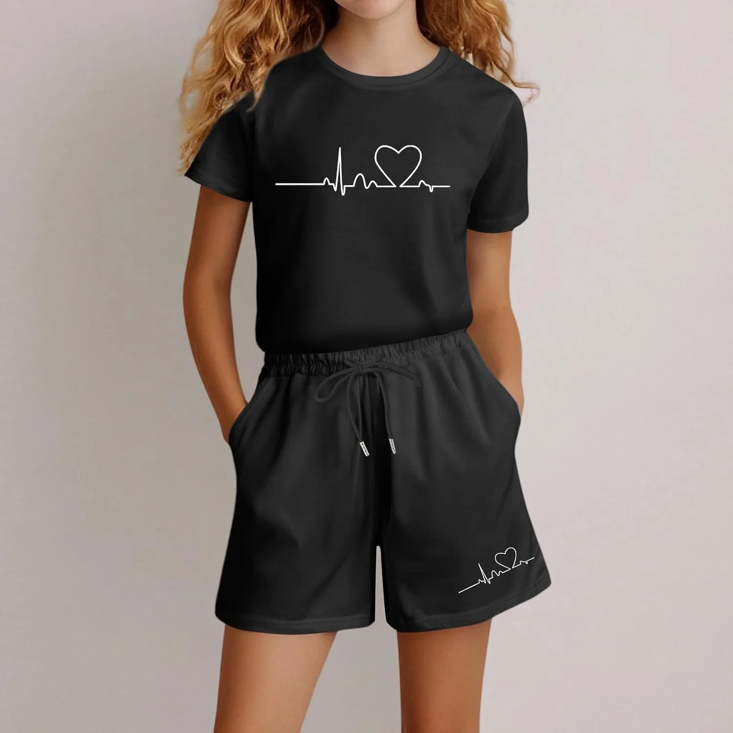 Детский спортивный костюм из футболки и шорт, Generic, B48 Black — фото 2