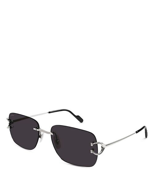 

Прямоугольные солнцезащитные очки Kering Signature C, 59 мм Cartier, цвет Silver