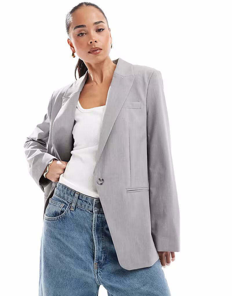 

Блейзер Bershka Mansy oversize светло-серого цвета