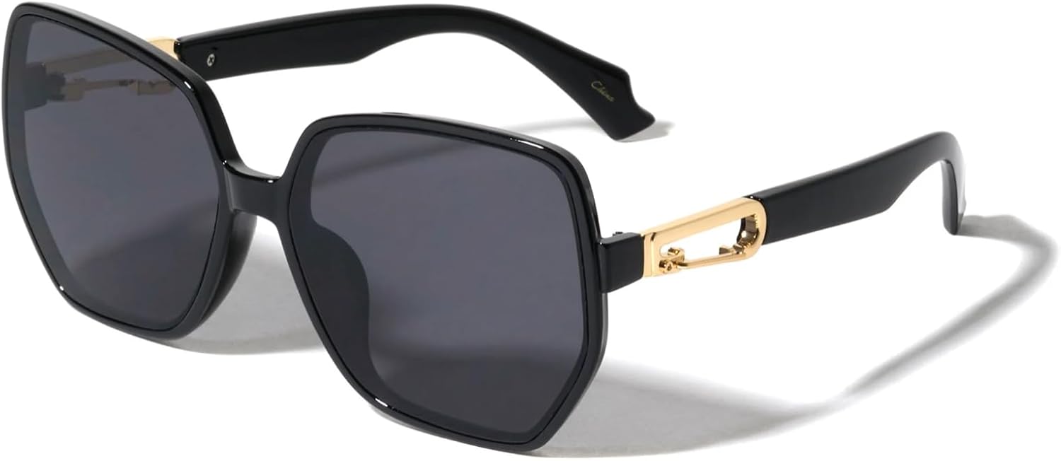 

Женские солнцезащитные очки Dweebzilla Oversized Square Butterfly Jackie O в стиле ретро, ​​дизайнерские, большие, модные, с защитой от УФ-излучения UV400, гибридные, Glossy Black Frame - Black Super Dark Lenses