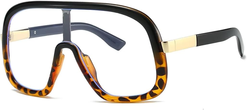 

Винтажные большие цельные солнцезащитные очки для женщин и мужчин в стиле панк, популярные, в крупной оправе, роскошные, с защитой от УФ-излучения UV400 HHZZYVY, Black Leopard Clear