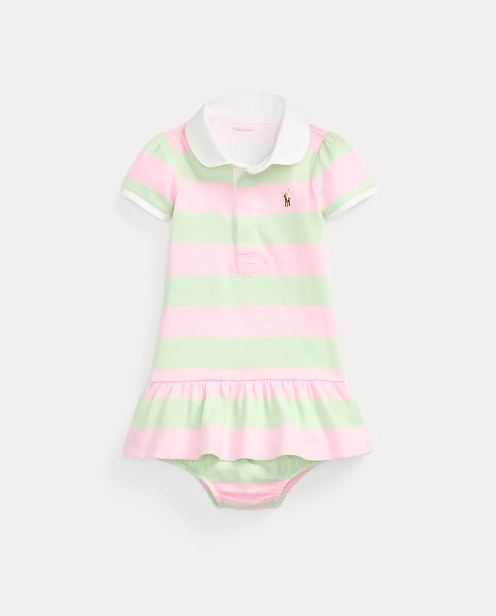 

Хлопковое платье для девочки с короткими рукавами Polo Ralph Lauren, цвет Rosa