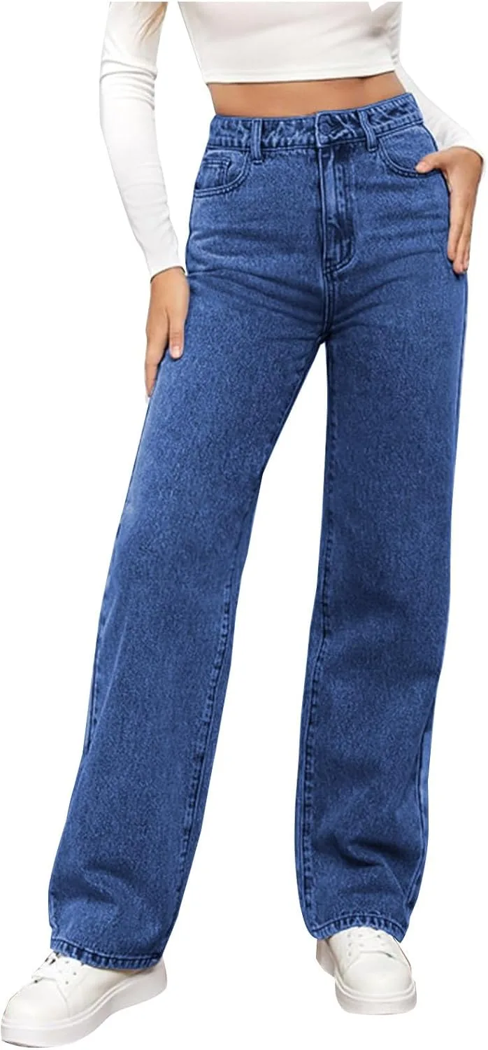 Джинсы для женщин High Waist Straight Leg