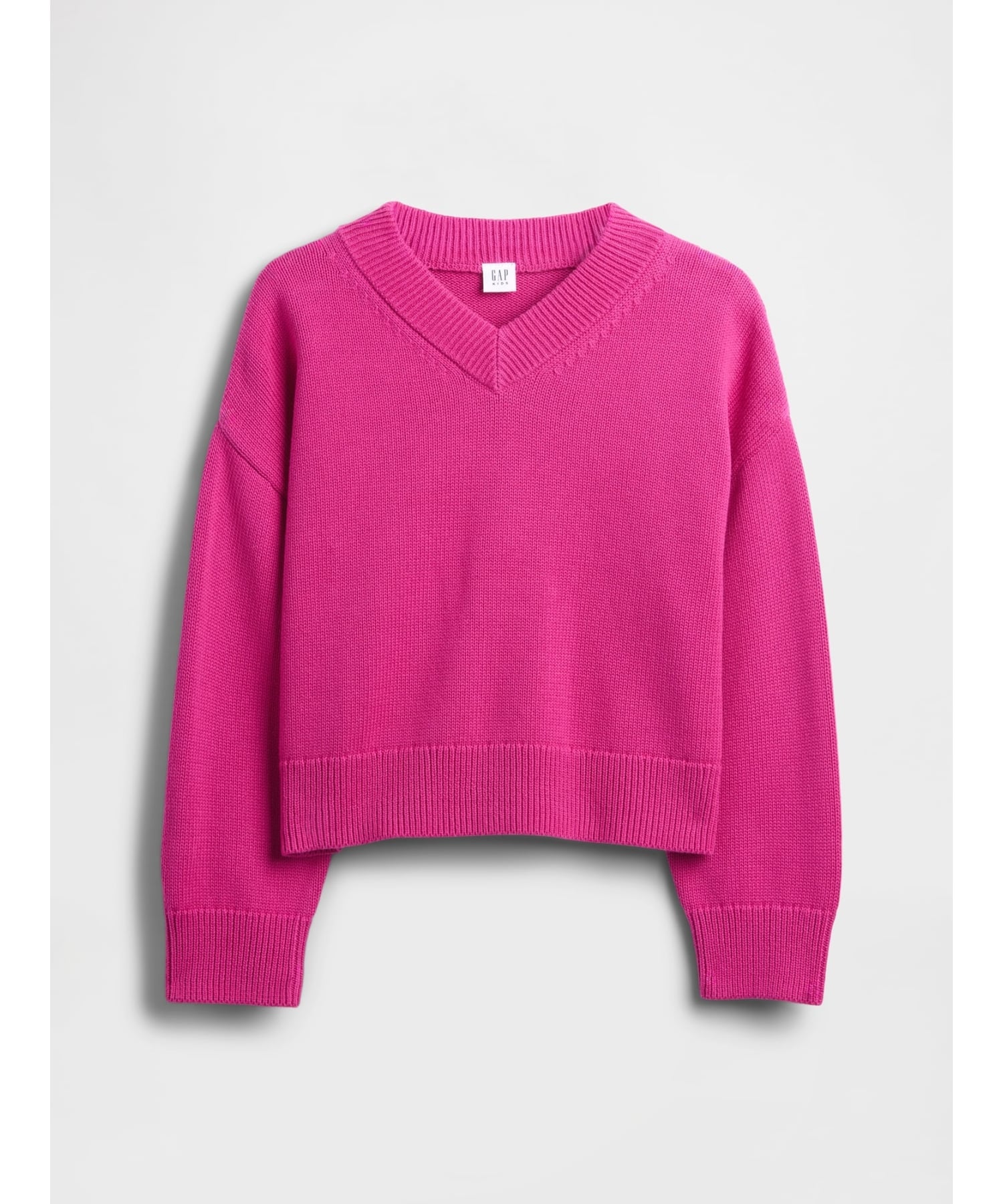 (K) Свитер свободного кроя с V-образным вырезом (детский) GAP, BRIGHT_FUCHSIA — фото 3