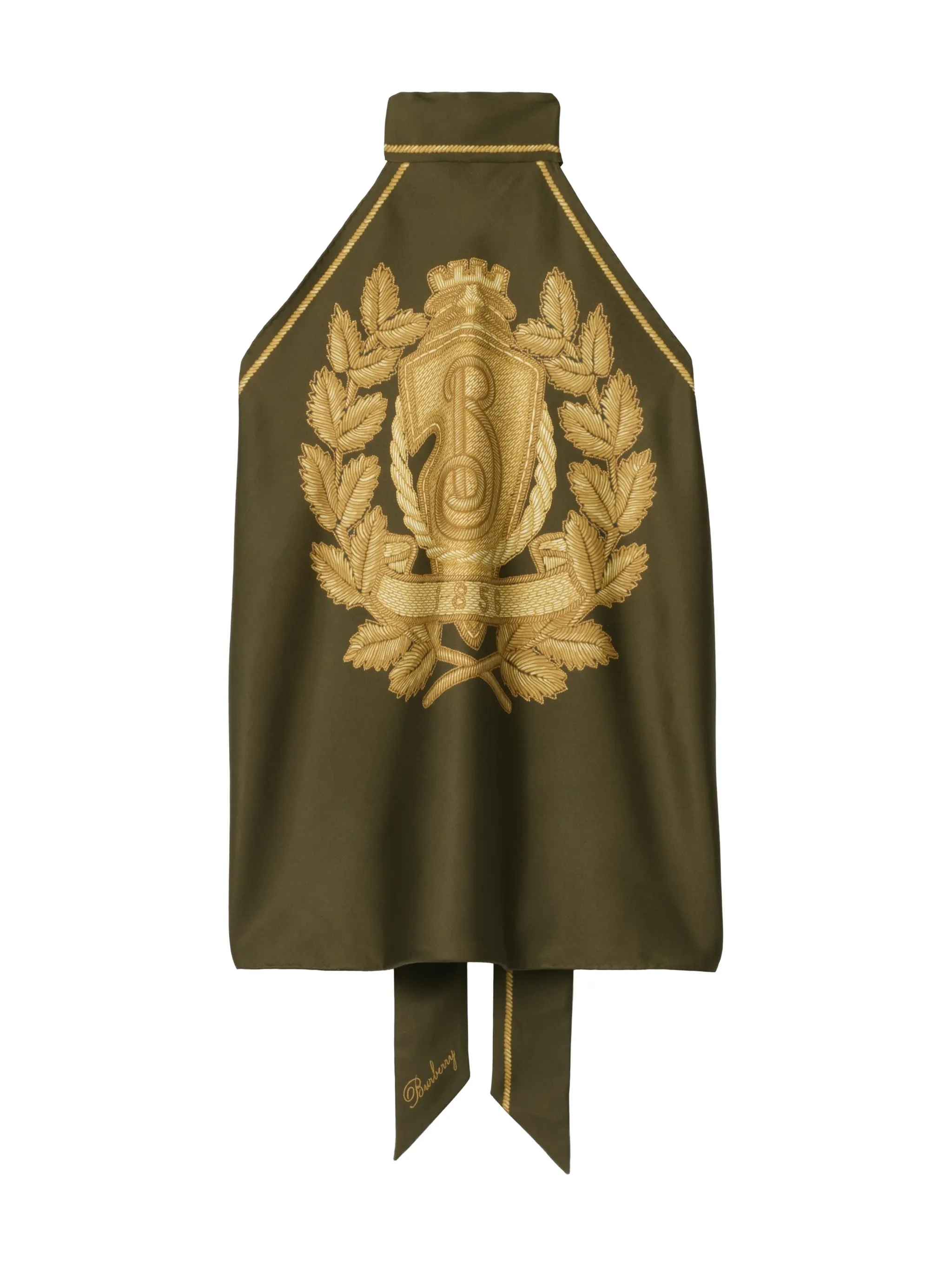 

Шелковый топ с логотипом Burberry, зеленый