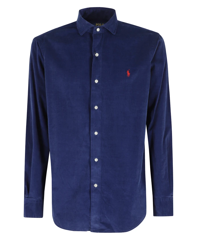 

Бархатная шоколадная рубашка с длинными рукавами Polo Ralph Lauren, синий