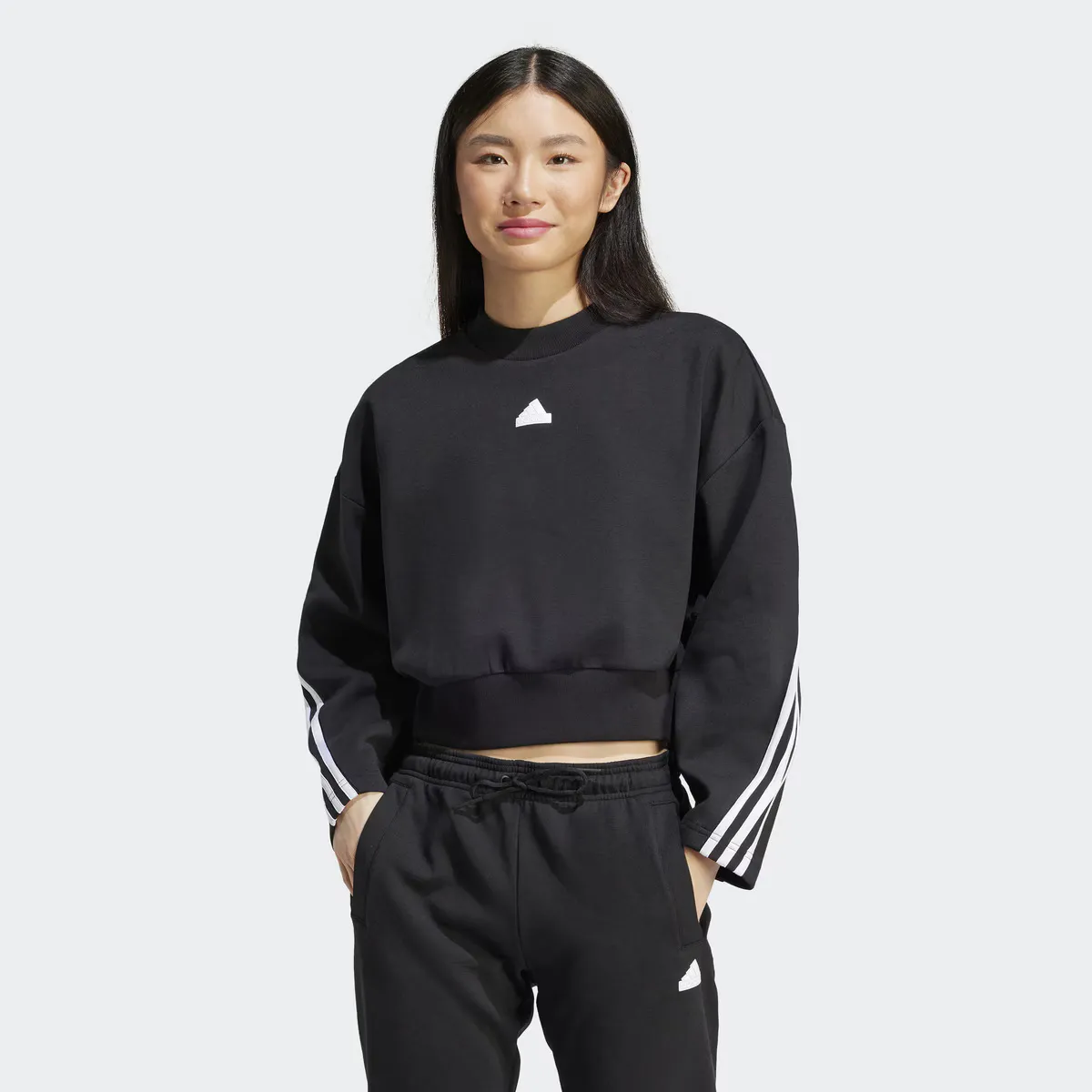 

Женская толстовка Adidas Future Icons 3 полоски, чёрный