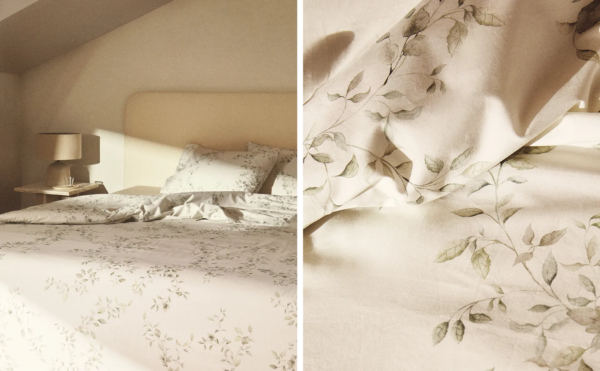

Пододеяльник с принтом листьев Zara Home, зеленый