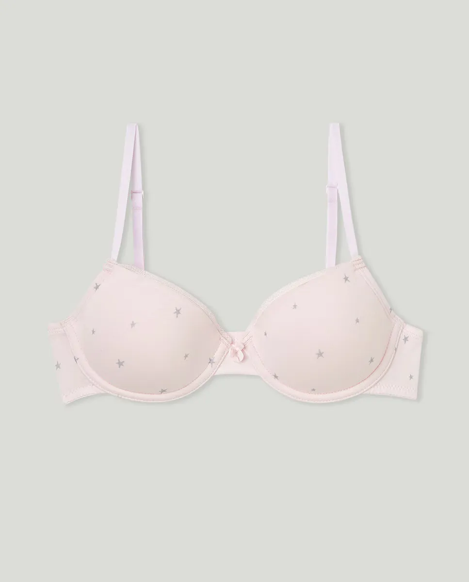 

Девичий бюстгальтер на косточках с принтом звезды Cotton Juice, цвет Rosa