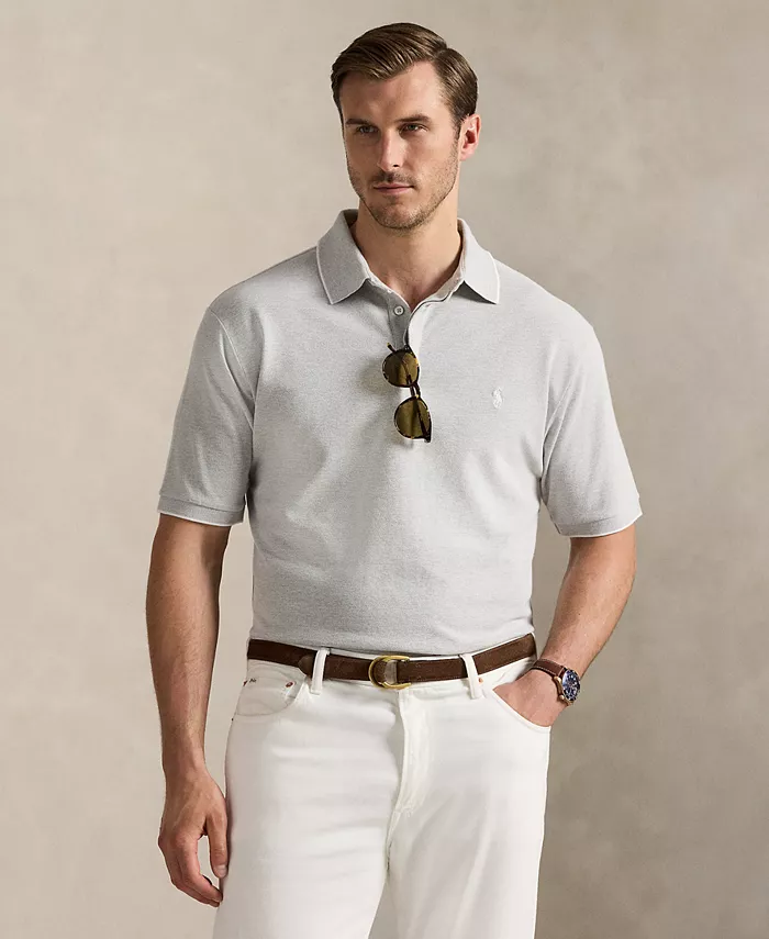 

Мужская рубашка-поло из сетки Oxford Stretch для больших и высоких Polo Ralph Lauren, серый